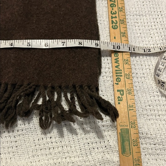 Polo Ralph Lauren Unisex Dark Brown LambsWool Scarf 9” x 60” Preppy Fall Winter - Picture 8 of 8